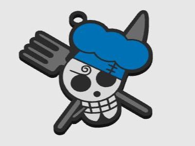 One Piece Skull Sanji Keychain V2 (Double Sided)