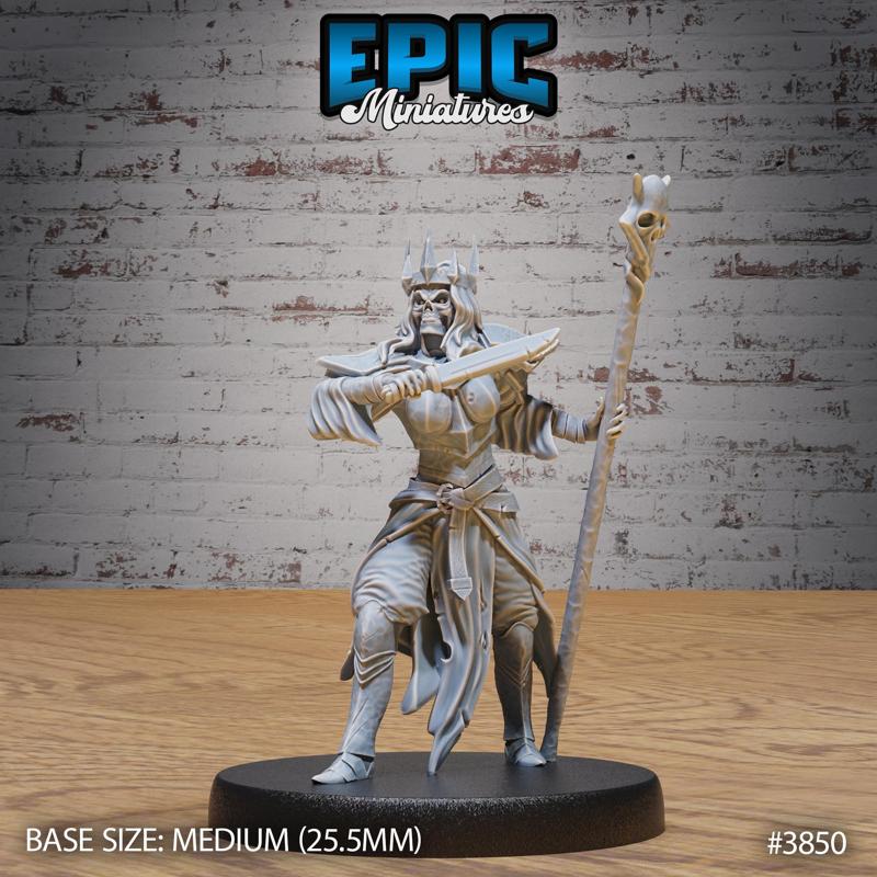 Lich Female Attack ‧ DnD Miniature ‧ Tabletop Miniatures ‧ Gaming Monster ‧ 3D Model ‧ RPG ‧ DnDminis ‧ STL FILE