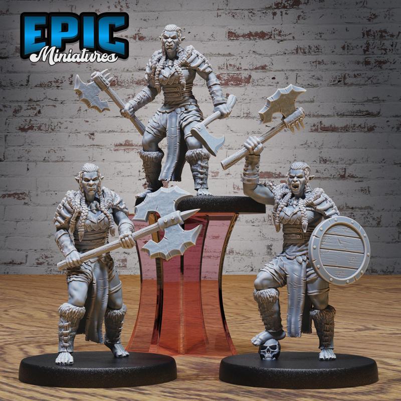 Half-Orc Marauder Female Set ‧ DnD Miniature ‧ Tabletop Miniatures ‧ Gaming Monster ‧ 3D Model ‧ RPG ‧ DnDminis ‧ STL FILE