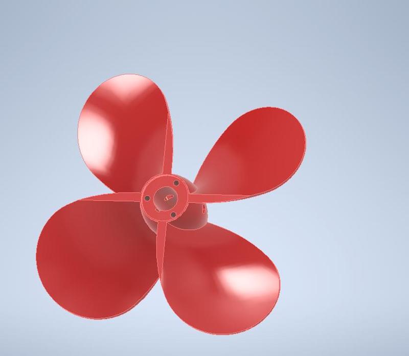 Linkse bootschroef met 4 bladen. Left hand boat propeller with 4 blades