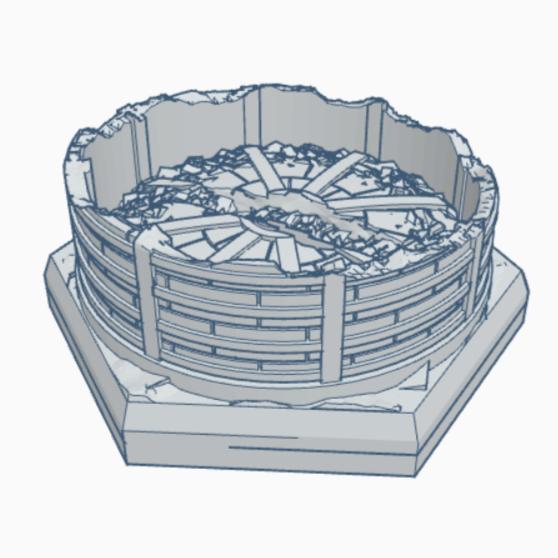 Modern Ruined Large Storage Tank Hex Map Scale HMSMR022