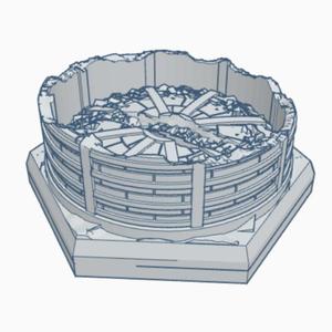 Modern Ruined Large Storage Tank Hex Map Scale HMSMR022