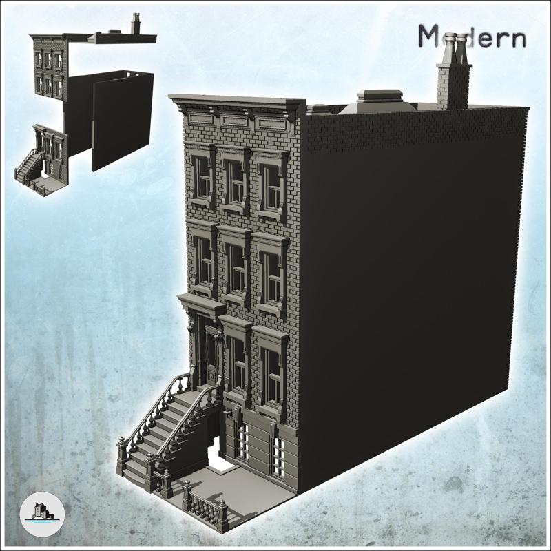 Modern brick building with pediment and staircase to the first floor (16) - Cold Era Modern Warfare Conflict World War 3