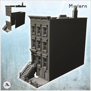 Modern brick building with pediment and staircase to the first floor (16) - Cold Era Modern Warfare Conflict World War 3