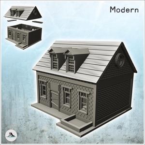 Modern brick house with double windows and flowerbed (10) - Cold Era Modern Warfare Conflict World War 3