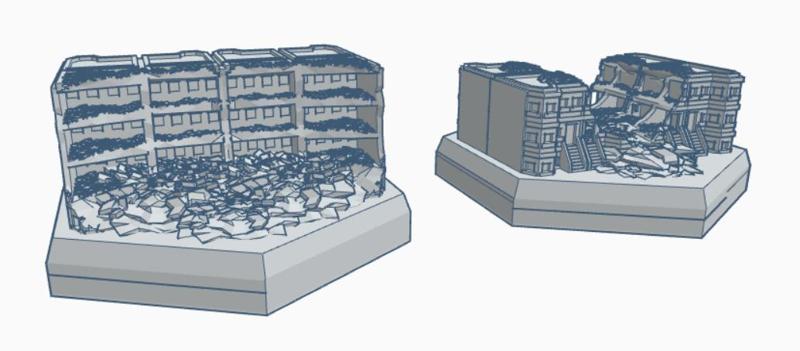 Modern Ruined Row House Set Hex Map Scale HMSMR015