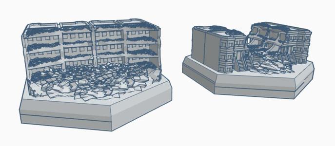 Modern Ruined Row House Set Hex Map Scale HMSMR015