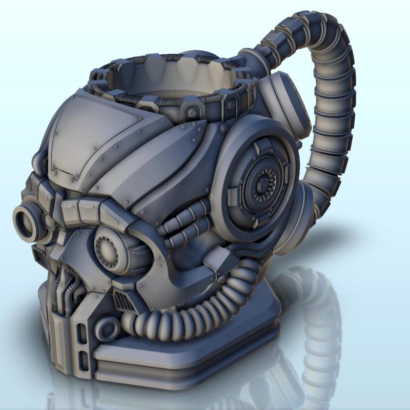 Futuristic cyborg dice mug (6) - Can holder Game Dice Gaming Beverage Drink