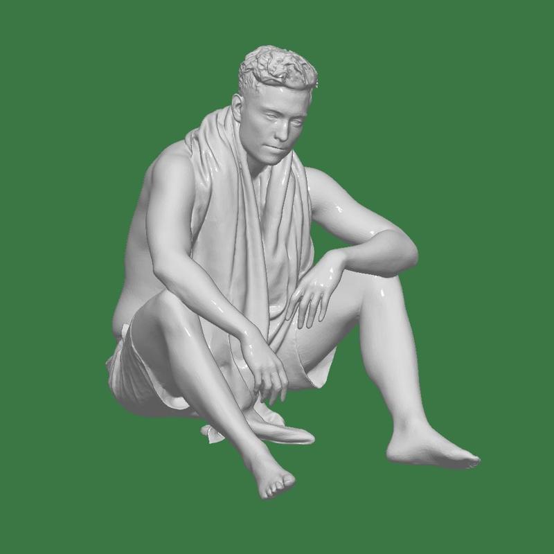 MAN TOWEL PEOPLE CHARACTER DIORAMA