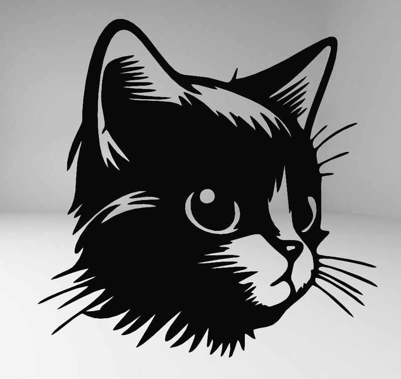 Charming Cat Face: Elegant Line Art Design