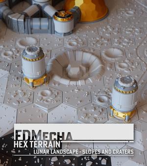FDMecha Hex Terrain: Lunar Landscape - Slopes and Craters