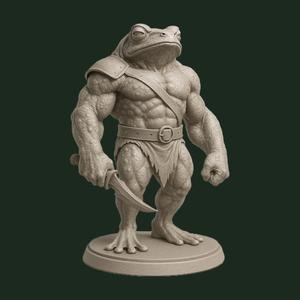 Frog Barbarian Warrior - 3D Printable Miniature