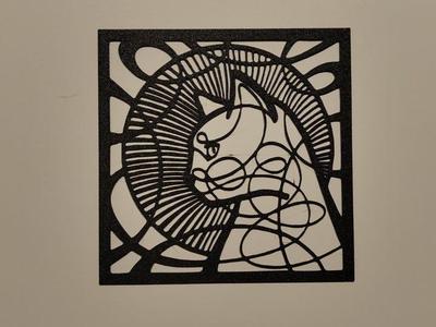 cat line art in window