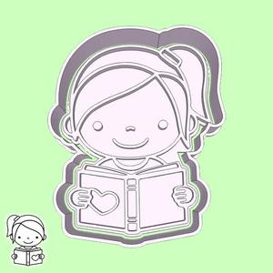 Back to school cookie cutters - student girl (with book) (style 1)