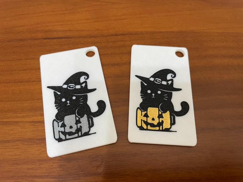 Halloween Black Cat Keychain Tag