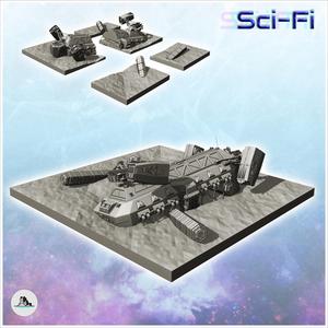 Carcass of freighter cargo hauler spaceship (1) - Future Sci-Fi SF Post apocalyptic Tabletop Scifi Wargaming Planetary exploration RPG Terrain