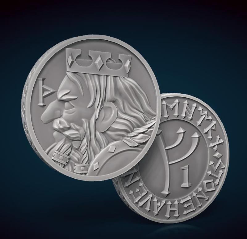 Dwarven 1 gp Coin 32mm diameter FREE