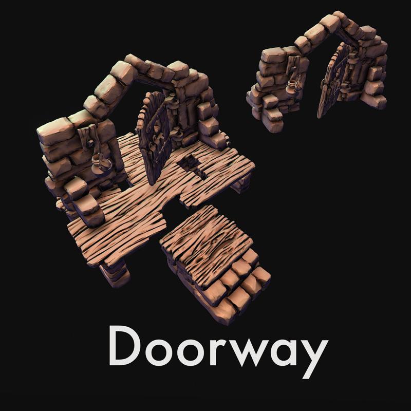 Doorway, platform with doors.