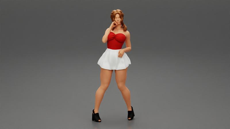 Sexy woman wearing mini skirt in a sexy pose