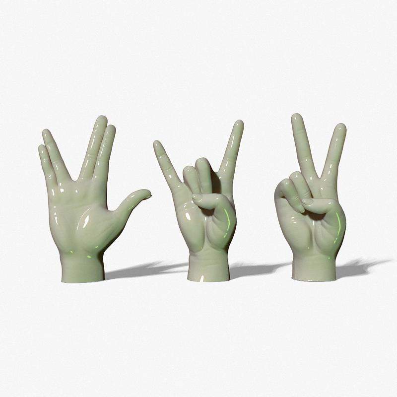 Hands in three poses