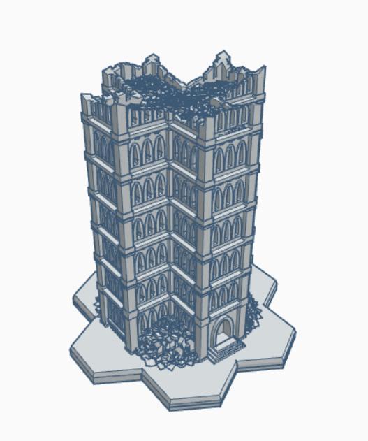 Gothic Ruined Building 27 with Hex Base GRHB027