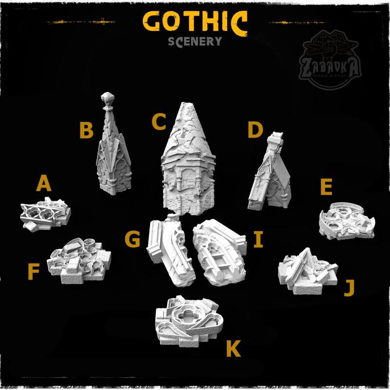 Gothic Ruins Scenery Elements