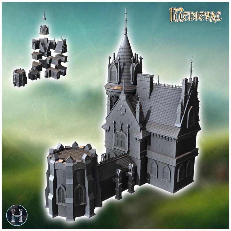 Gothic castle with tower 14 - Middle Age SAGA Medieval Fantasy Building Tabletop