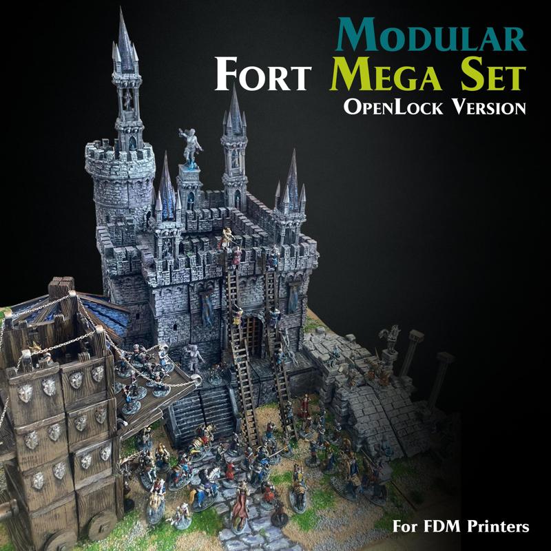 OpenLock Compatible Modular Fort Mega Set - (for FDM printers)