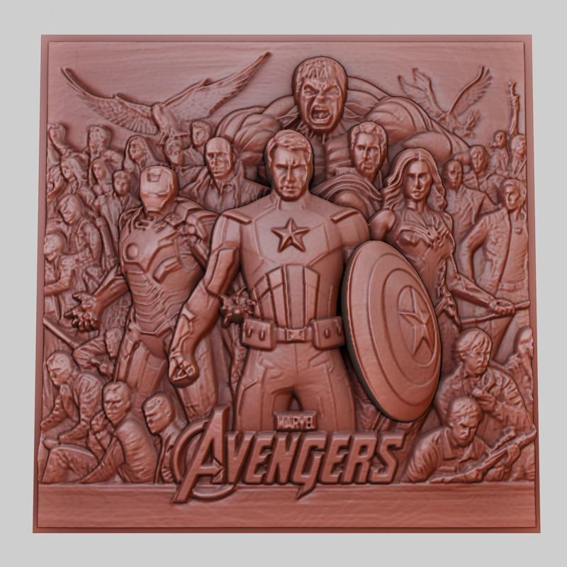 The Avengers 3d printer relief medallion obj stl