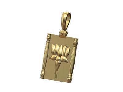 Lotus flower relief and columns pendant charm 3D print model