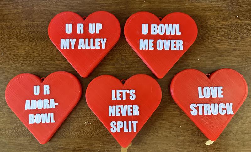 Bowling Pun Conversation Heart Ornaments