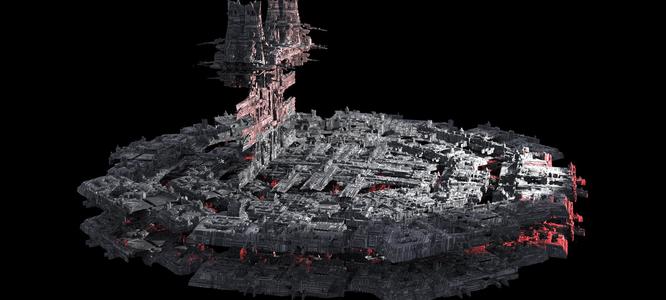 Sci-Fi City dystopia base City Ship 3