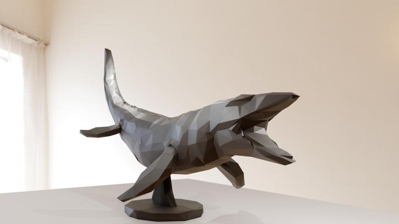 mososaurus roaring low poly stl