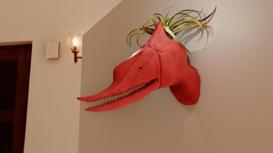 pterodactyl dinosaur head wall mount planter pot flower vase stl