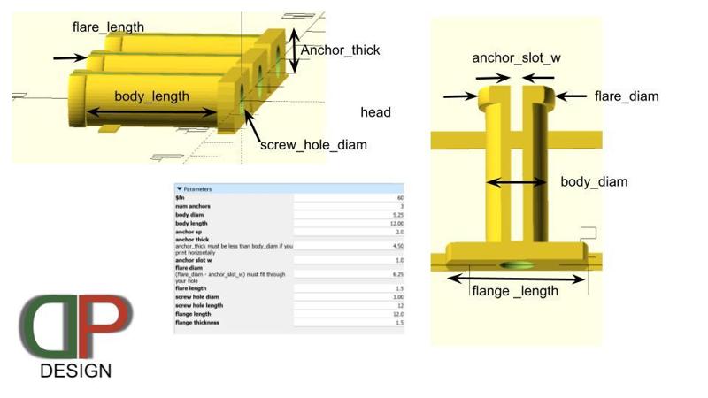 Parametric pegboard or drywall anchor