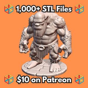 28mm DND Hairy Ogre Troll Fantasy Miniature MineeForm FDM 3D Print STL File