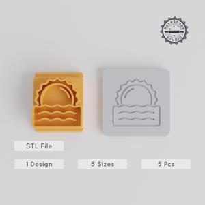 Sunrise Ocean Stamp Tile, 5-Piece Set, 20-40mm, Perfect for Clay, Cookies, Fondant & Soft Materials PRODUCT_1678