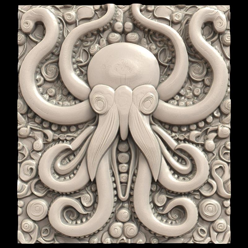 3D Model STL File for CNC Router/Laser & 3D Printer A Kraken that Has Slept for Centuries and Finally Wakes Up 1