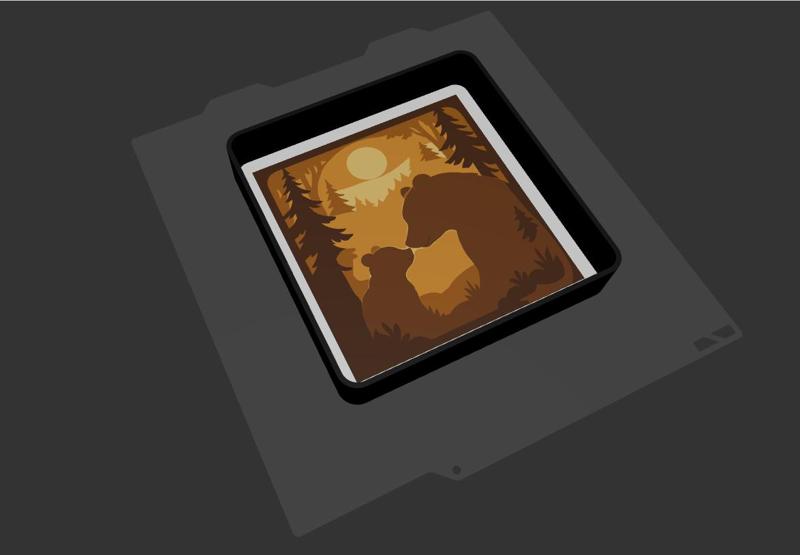Mama Bear & Baby Bear Light Box 3D Model File – Heartwarming Mother´s Day Decor