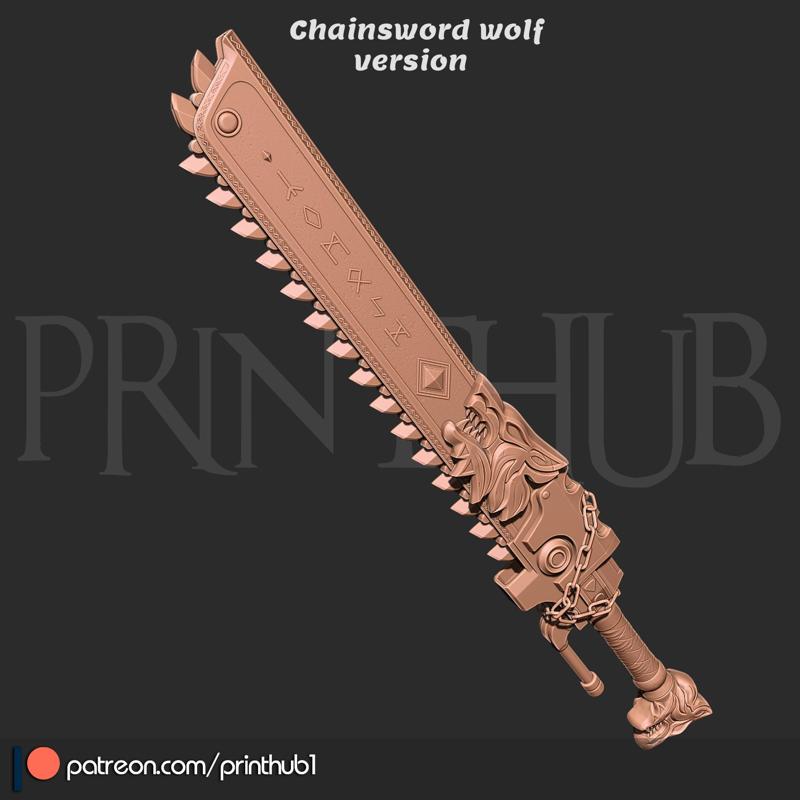 Chainsword wolf from space marine 2 for cosplay stl