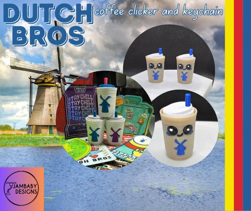 Dutch Bros Iced Coffee Clicker Fidget and Keychain