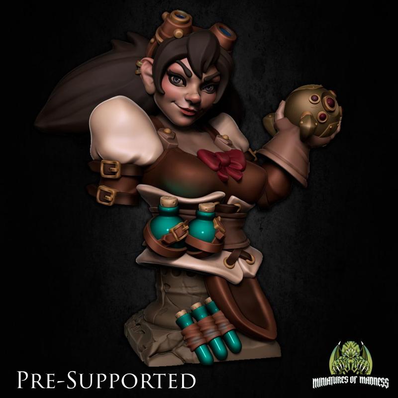 [Bust] Mizzy The Artificer [PRE-SUPPORTED] Female Dwarf Halfling