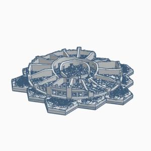 Sci-Fi Destroyed Building 61with Hex Base SFDHB061