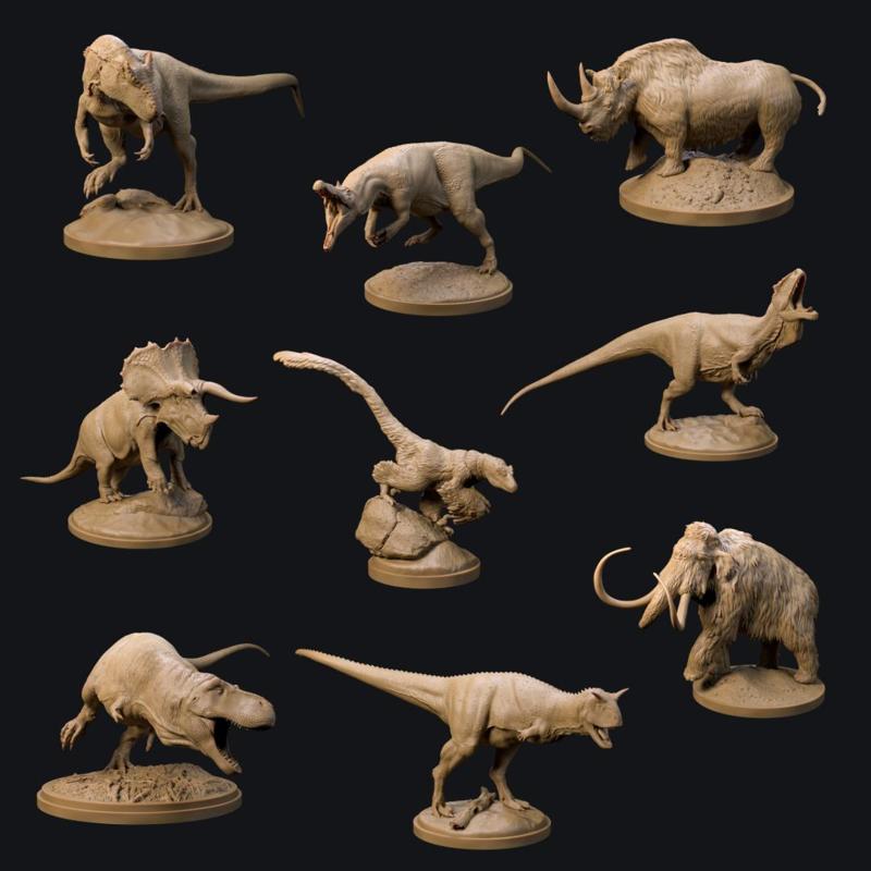 Prehistoric dinosaur-animal pack 32mm scale volume 1 - pre-supported companions dinosaurs
