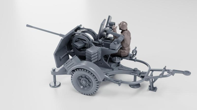 Anti-aircraft gun 20mm Flak 38 + Gun operator (Germany, WW2)