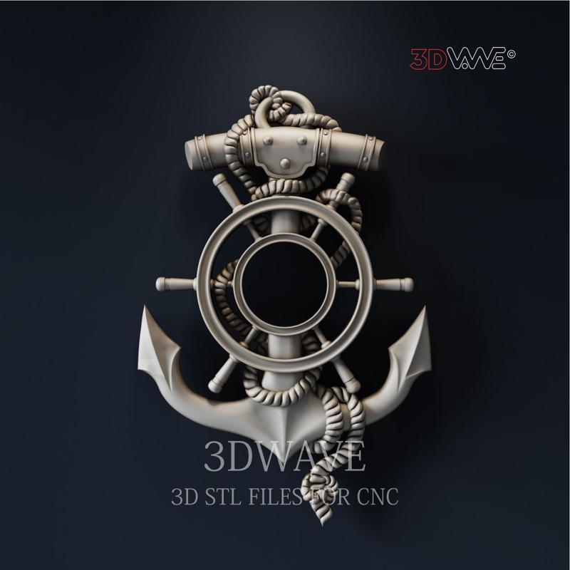 ANCHOR WALL CLOCK 3d stl files for CNC