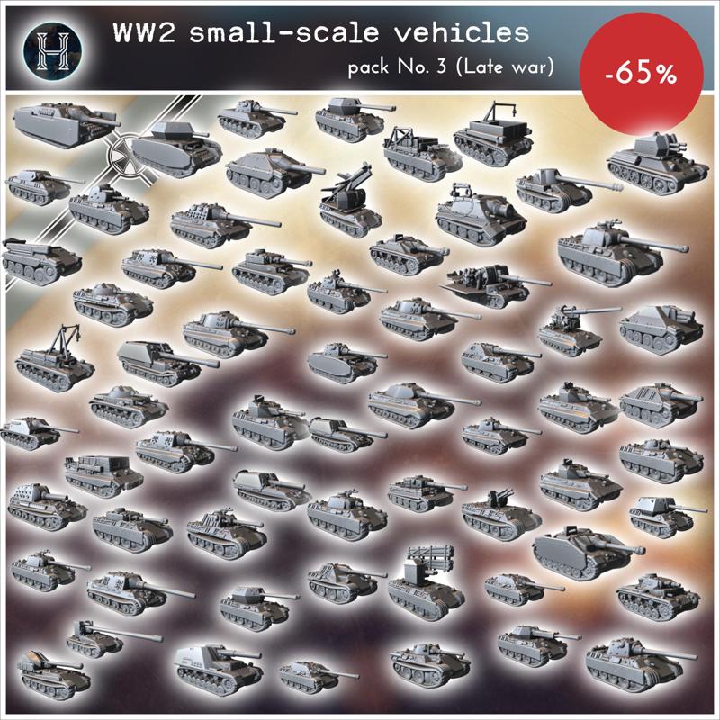 WW2 small-scale vehicles pack No. 3 (Late war German tanks) - Germany Eastern Western Front Normandy Italy Berlin Bulge WWII