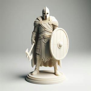 199 Stern Viking Warrior with Shield and Axe - Ivory-Style Minimalist Statue, character, monster, fantasy, art, sculpture, model, animal, 3d model, statue, creature, magic, 3d print, collectible, cat, wood, dragon, sword, base, warrior, wild, dog