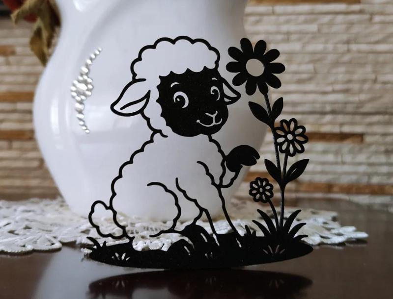 Easter Decoration with Lamb and Flowers – Spring Ornament   