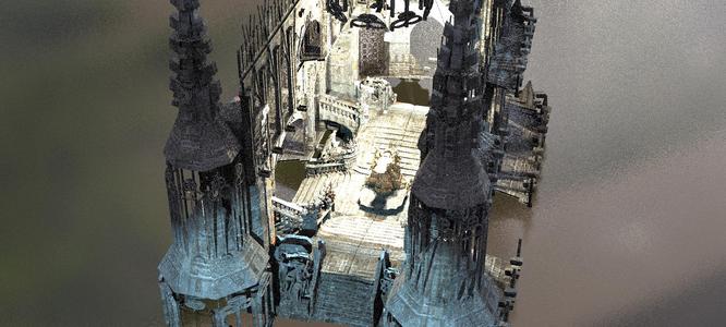 Dark Gothic Cathedral Dagon Architecture with interior